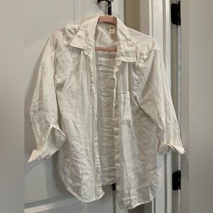 White linenButton-Up Shirt from H&M